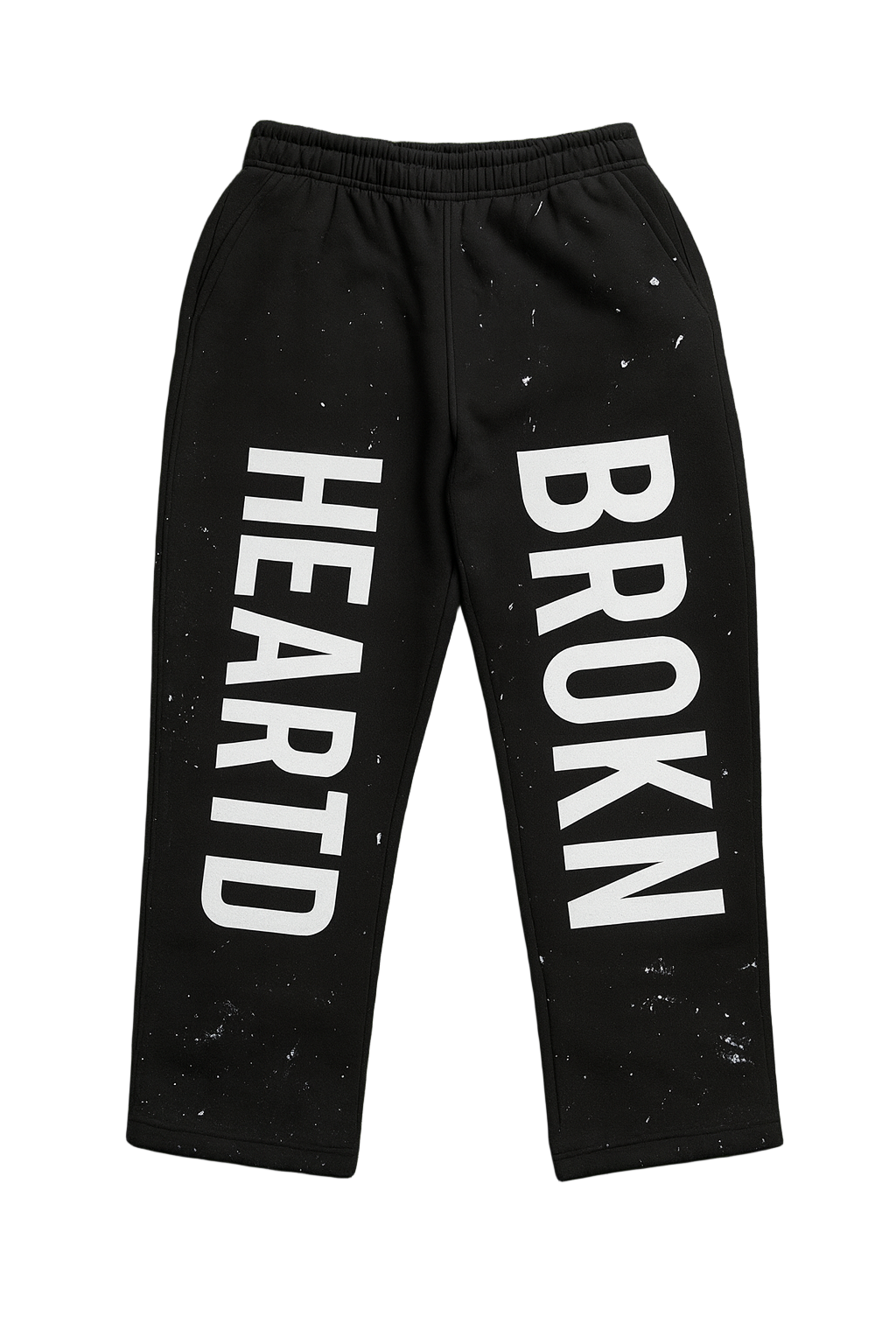 SPLATTERED BROKN HEARTD SWEATPANTS - BLACK/WHITE